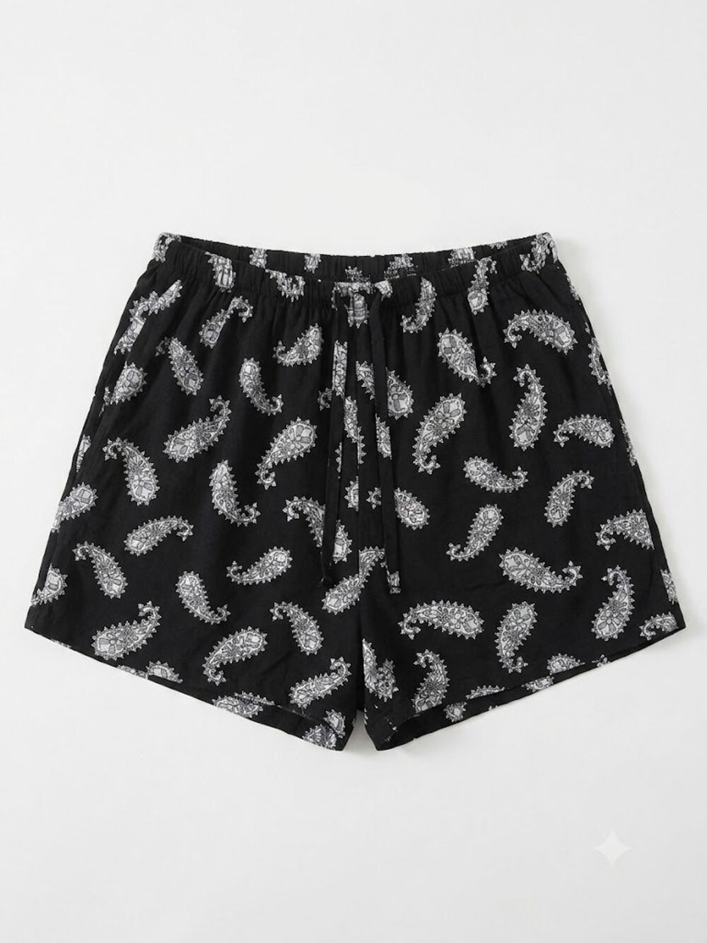 Brandy Melville Black and White Paisley Shorts, Size Small